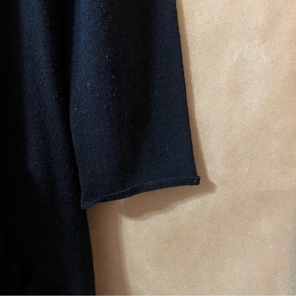 Tory Burch | Merino Wool Ruffle Trim Cardigan Sweater Open Front Black Size S - Picture 4 of 16